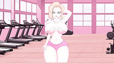 Interdimensional Desire - Fucking the Thighs of Android 18 in front of her Husband