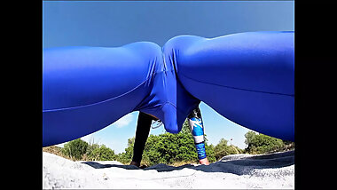 I cum without taking off my spandex after getting horny working out in leggs