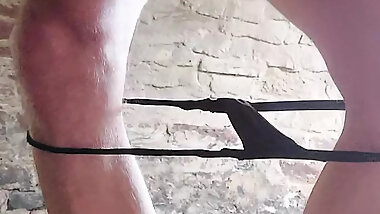 Precum on dildo and back in ass