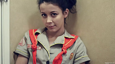 Girl scout Alaina is selling nookie instead of cookies