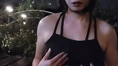 Shemale Ting Xuan exposed in the community garden