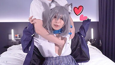 Nipple Tickling with Blue Archive Shiroko cosplayer, hentai shemale Femboy Crossdresser cosplay 13