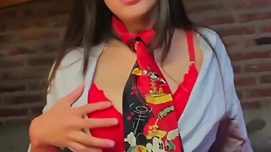 School Uniform Cosplay Latina Masturbating Hard and Has Multiple Orgasms Until She Has Her Squirt