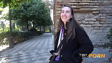 Just 18, she wants her first porno. Babe loses her virginity at PepePorn