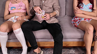 Teen Stepdaughter Shamelessly Touched and Finger Fucked Infront of Her Stepsister