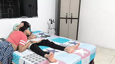 My new 18 year old girlfriend licks and sucks my big brown submissive cock