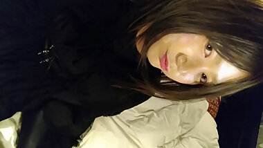 A cross-dressing boy wearing a black dress masturbated wearing black full-body tights on the inner layer and felt good.