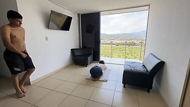 I help my Latina stepsister with her yoga routine to end up doing some delicious exercises with my penis inside her tight ass.