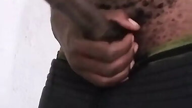 Skinny Solo Cute Black Boy Vigorously Rubbing His Huge Cock at Home