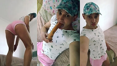 Femboy Sissy, Baby Boy Playing with a Dildo