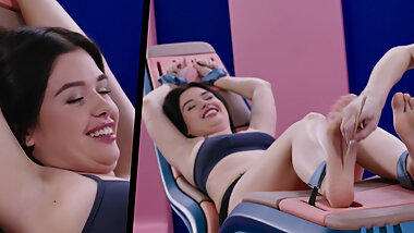 Cute Brunette Brill Angel Tied and Tickled - Feather Feet Tickling with Petite Nata Gold