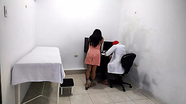 Perverted doctor masturbates after treating a cute patient