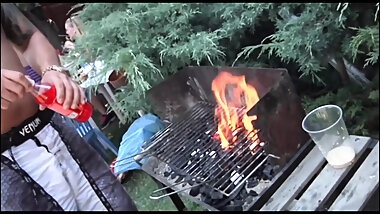 Lovely babes getting fucked in orgy by the swimming pool