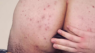 shaved ass & dildo play!!