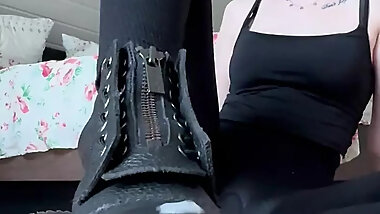 After a long day in my new boots, my soles desperately need a licking slave (FULLVIDEO)