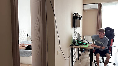 Friend Caught Me Jerking off to Gay Porn but When He Saw My Big Dick He Offered to Give Me a Blowjob and Let Me Enter Him