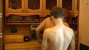 Russian boy loves auntys tits